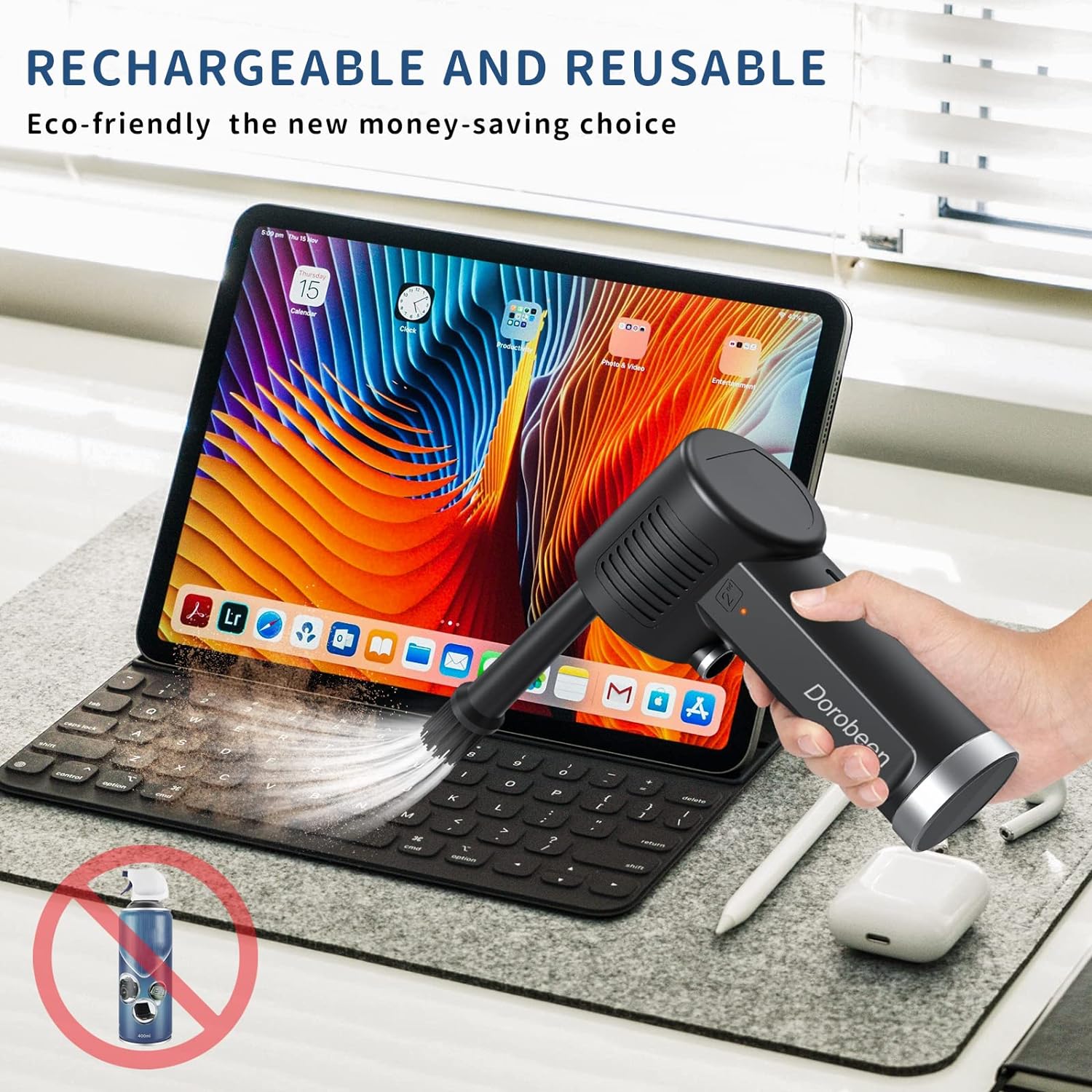 Compressed air dust collector rechargeable electric air dust collector computer can brushless DC motor 8000mAh battery portable cordless compressed air for keyboard cleaning